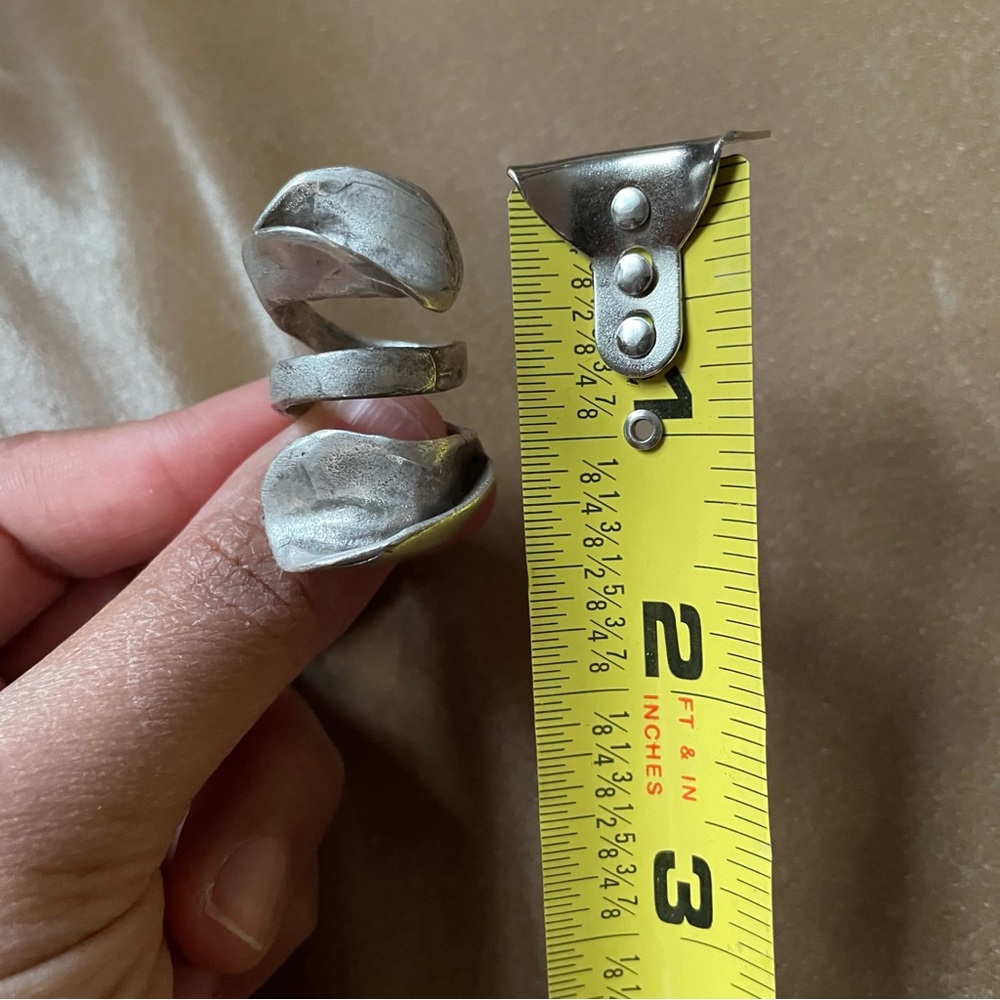 Chunky statement brass wrap adjustable natural organic ring sculptural silver - Picture 8 of 8